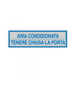 Etichette di indicazione per interni su pellicola autoadesiva colore argento opaco con scritta blu. Formato unico 165x50mm. Adatti per segnaletica in aree private.