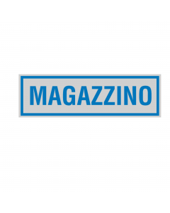 Etichette di indicazione per interni su pellicola autoadesiva colore argento opaco con scritta blu. Formato unico 165x50mm. Adatti per segnaletica in aree private.
