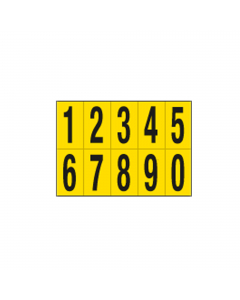 Etichette adesive. Formato foglio: 280x200mm. Formato etichetta: 56x99mm. Altezza carattere: 83mm. Colore: scritta nera su foglio giallo.