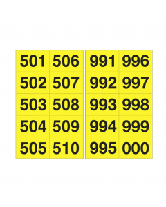 Etichette adesive. Formato foglio: 97 x 156mm. Formato etichetta: 45 x 24mm. Altezza carattere: 17mm. Colore: scritta nera su foglio giallo.