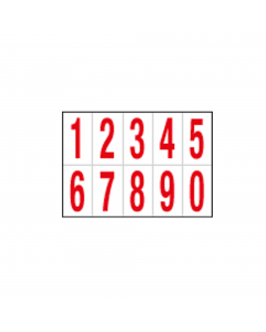 Etichette adesive. Formato foglio: 280x200mm. Formato etichetta: 56x99mm. Altezza carattere: 83mm. Colore: scritta rossa su foglio bianco.