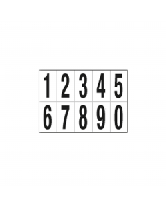 Etichette adesive. Formato foglio: 350x250mm. Formato etichetta: 70x124mm. Altezza carattere: 103mm. Colore: scritta nera su foglio bianco.