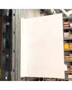Supporto bifacciale flessibile bianco in PVC. Spessore mm 0,5. Con attacco in alluminio.  Compatibilile con etichette formato 56x99mm.