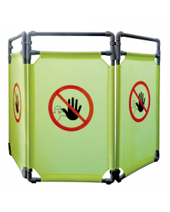 Barriera leggera 3 moduli ideale per delimitare e proteggere aree di lavoro. Tubolare in polipropilene Ø 26mm, composta da 3 pannelli in poliestere di colore giallo con simbolo “NO ENTRY”.  Ottima stabilità. Dimensioni: H 100 x L 170cm (ogni pannello misu