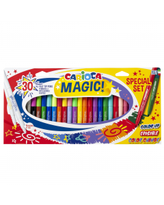 CONFEZIONE SPECIALE CONTENENTE: PENNARELLI "ERASABLE" CHE CANCELLANO E LASCIANO UN TRATTO BIANCO SUL COLORE, PENNARELLI CON INCHIOSTRO CAMBIACOLORE "COLOR CHANGE" E DUE PENNARELLI "MAGINK" PER APPLICARE LA MAGIA AI COLORI.