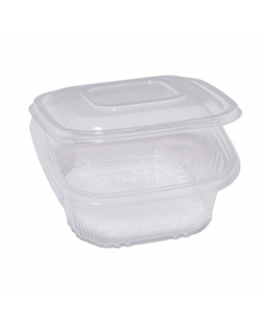 Contenitori in PP con coperchio incernierato. Ideale per cibi caldi, riscaldamento in microonde e conservazione in frigo e freezer. 
Modello: QC1-750
Dimensioni SUperiori esterne: 15,5x15,5cm
Dimensioni SUperiori interne: 13x13cm
Fondo:11,1x11,1cm
Altezza