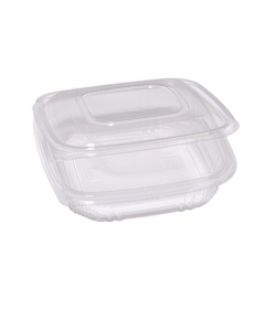 Contenitori in PP con coperchio incernierato. Ideale per cibi caldi, riscaldamento in microonde e conservazione in frigo e freezer. 
Modello:  QC2-750
Dimensioni superiori esterne: 18,5x18,5cm
Dimensioni superiori interne:16x16cm
Fondo:14,4x14,4cm
Altezza