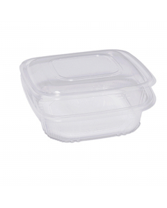 Contenitori in PP con coperchio incernierato. Ideale per cibi caldi, riscaldamento in microonde e conservazione in frigo e freezer. 
Modello:  QC2-1000
Dimensioni superiori esterne: 18,5x18,5cm 
Dimensioni superiori interne: 16x16cm
Fondo:13,7x13,7cm
Alte