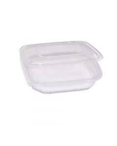 Contenitori in PP con coperchio incernierato. Ideale per cibi caldi, riscaldamento in microonde e conservazione in frigo e freezer. 
Modello:  QC3-1000
Dimensioni superiori esterne: 21,5x21,5cm 
Dimensioni superiori interne: 19x19cm
Fondo:17,7x17,7cm
Alte