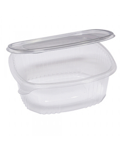 Contenitori ovali in PET con coperchio incernierato. Ideali per cibi freddi, con conservazione in frigo e freezer.
Modello:  G5-2000
Dimensioni superiori esterne: 22,5 x 19,2cm
Dimensioni superiori interne: 20 x 16,4cm
Fondo: 18,8 x 15cm
Altezza: 7,7cm
Ca