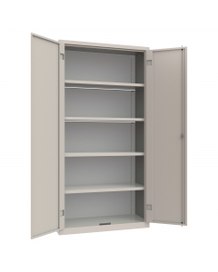 Armadio contenitore monoblocco.
Dimensioni (LxPxH ):1000x450x2000 mm; 
Dimensioni vano (LxPxH) 998x420x1920 mm. 

Base su zoccolo in acciaio, h. 80 mm. 
Corpo formato da pannellature saldate spessore 8/10, fondo,cappello, schiena ,fianchi con cremagliere 
