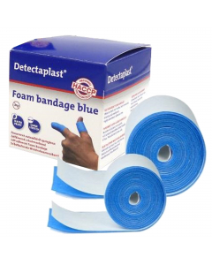Detectaplast bendaggio coesivo color blu per Haccp. Dimensioni: 6x450cm. Caratteristiche:Marcatura CE; Non si attacca alle ferite, Si fissa a sè stesso senza necessità di adesivi; Morbido ed elastico, facile da usare; Lascia respirare la pelle per una mig