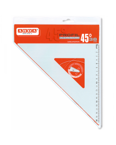 Articolo di precisione in alluminio anodizzato. Squadra dotata di smusso e millimetratura incisa. Confezione in busta di PVC.