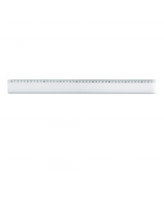 Articolo di precisione in alluminio anodizzato. Riga dotata di smusso bianco. Listello in gomma antisdrucciolo. Confezione in busta di PVC.
