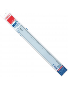 Riga in materia plastica termoresistente di grande trasparenza e durezza superficiale, colore fume' ottico. Graduazione incisa. In busta cellophane.