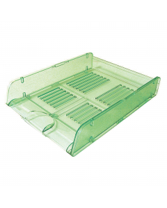 Vaschette Transparent Colors molto resistente e stabile, sopporta carichi pesanti senza flettersi nÚ piegarsi. Per fogli e documenti in formato A4 e 24x32cm. Sovrapponibile ad incastro dritto o a scalare. Dimensioni: 26x34x6cm.