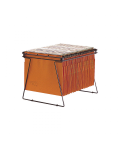 CONTENITORE PER CARTELLE SOSPESE CON INTERASSE DA 33/39CM. ADATTO PER UN USO DA TAVOLO E PER ESSERE CONTENUTO IN UN ARMADIO. CAPACITÀ FINO A 20/25 CARTELLE SOSPESE FONDO A V. STRUTTURA IN TONDINO DI FERRO VERNICIATO A POLVERE, COLORE GRIGIO CON PIEDINI IN