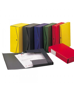Scatole archivio Project F.to utile: 25x35cm. F.to esterno 26x36cm. Struttura in Simil-Presspan verniciato, spessore 1mm. Complete di etichetta adesiva per personalizzare il contenuto, applicabile a scelta sul fronte o sul dorso. Chiusura 1 bottone.