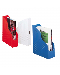 Portariviste serie Magazine Rack in polistirene antiurto in vari dorsi per capacitÓ standard. Forti e robusti, ideali per fascicoli, cataloghi e come archivio di transito. Dimensioni: 25x32cm - dorso 8cm.