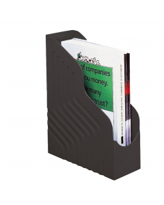 Portariviste serie Magazine Rack in polistirene antiurto in vari dorsi per capacità jumbo. Forti e robusti, ideali per fascicoli, cataloghi e come archivio di transito. Dimensioni: 25x32cm - dorso 10cm.