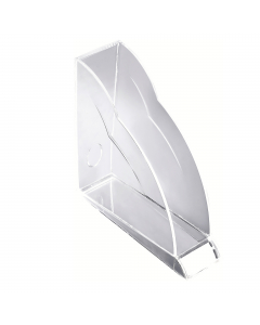 Portariviste della linea Nimbus dal design elegante per stile e praticità. Trasparenza di lusso che unisce l'appeal del vetro alla resistenza della plastica. Dimensioni: 24,8x25,2cm