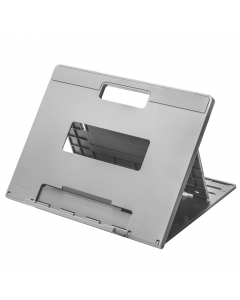 La base di raffreddamento e rialzo regolabile ed ergonomico per laptop Kensington® SmartFit® Easy Riser™ Go unisce il vantaggio dal punto di vista ergonomico di portare più in alto lo schermo ai vantaggi tecnologici di una migliore circolazione dell'aria.
