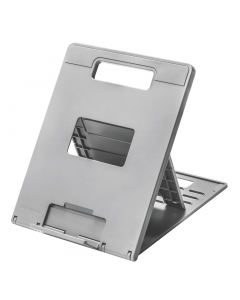 La base di raffreddamento e rialzo regolabile ed ergonomico per laptop o tablet Kensington® SmartFit® Easy Riser™ Go unisce il vantaggio dal punto di vista ergonomico di portare più in alto lo schermo ai vantaggi tecnologici di una migliore circolazione d