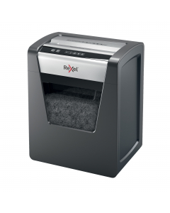 Il potere di distruggere di più! Rexel momentum X415 distrugge fino a 15 fogli per volta con un ciclo di lavoro continuo di 120 minuti. Livello di sicurezza P4 con taglio a frammenti da 4x40 mm. Silenzioso, con pulsanti di controllo a sfioramento semplici