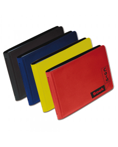 Portacard a 12 scomparti con disposizione a libro in pvc gommato colorato e anima semirigida, interni in pvc antistatico, stampa a caldo.