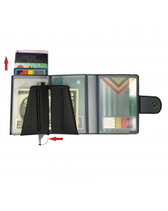 Portafoglio/portacard abbinato safer protezione rfid per carte contactless.
