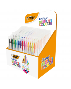 Espositore da banco con 10 astucci dell'assortimento  Cristal più completo in un pratico astuccio da 15 colori tra cui le novità: Menta, Lampone, Marrone, Arancione e Oro.