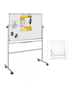LAVAGNA IDEALE IN SALE CONFERENZA, SCUOLE ECC. DOPPIA SUPERFICIE IN ACCIAO LACCATO, MAGNETICA, SCRIVIBILE E CANCELLABILE CON MARCATORI A SECCO. GIREVOLE SULL'ASSE ORIZZONTALE; DOTATA DI 4 RUOTE BLOCCABILI. ALTEZZA TOTALE 180CM; LARGHEZZA 55CM.