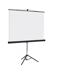 Schermi per proiezione con treppiede in formato quadrato con retrazione manuale a molla. Superficie di proiezione bianco opaco. Offre una riflettività superiore e una superficie piatta. Ideali per tutti i proiettori frontali. Dimensioni: 150x150cm.