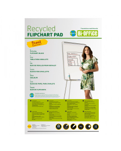 Maxiblocco da 50 fogli 65x98cm in carta riciclata al 100% per lavagne a fogli mobili. Carta bianca da 70gr con foratura a 6 fori standard per adattarsi a tutti i portablocchi.