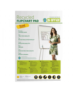 Maxiblocco da 20 fogli 65x98cm in carta riciclata al 100% per lavagne a fogli mobili. Carta bianca da 70gr con foratura a 6 fori standard per adattarsi a tutti i portablocchi.