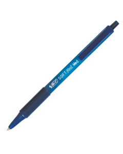Fusto traslucido gommoso del colore dell'inchiostro. Morbido grip in gomma. Meccanismo a scatto. Tratto 1,0mm. Colore: blu. 
Confezione 12 pezzi.