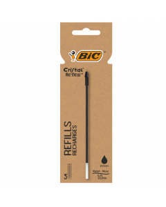 Refill per penna a sfera Cristal Re'new. Punta 1,0mm. Confezione da 3 pz.