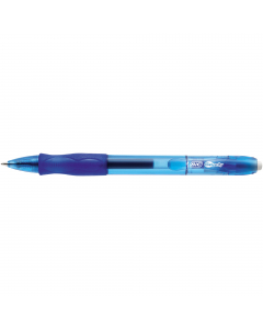 Penna a sfera con meccanismo a scatto. Inchiostro gel. Fusto traslucido con confortevole presa in gomma nel colore dell'inchiostro. Punta media 0,7mm. 
Colore: blu.
Confezione 12 pezzi.