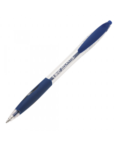 Fusto trasparente con inchiostro visibile. Impugnatura in gomma. Clip in plastica. Certificazione ecologica NF. Punta 1,0mm.
Colore: blu. Confezione 12 pezzi.