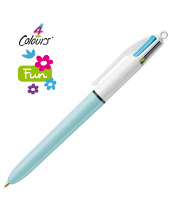 L'originale ed iconica penna a sfera a scatto con 4 colori di inchiostro.
Fun: Fusto azzurro pastello. Colori fun (rosa,verde chiaro, turchese, viola).
Punta 1,0mm. 
Confezione 12 pezzi.
