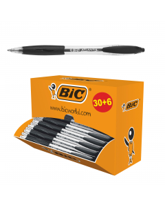 Fusto trasparente con inchiostro visibile. Impugnatura in gomma. Clip in plastica. Certificazione ecologica NF. Punta 1,0mm.
Colore: nero. Value pack 30+6.