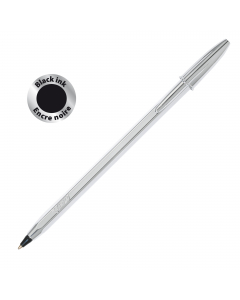 La classica Bic Cristal media con punta da 1mm in versione Shine Silver con fusto color argento, inchiostro nero. 
Confezione 20 pezzi.