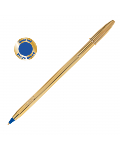 La classica Bic Cristal media con punta da 1mm in versione Shine Gold con fusto color oro, inchiostro blu.
Confezione 20 pezzi.