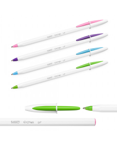 Cristal da fusto bianco lucido con clip, tappino e punta del colore dell'inchiostro. Inchiostro Easy Glide per una scrittura ultra scorrevole. Punta da 1,2mm. Colori fun assortiti (turchese, viola, rosa, verde lime).
Confezione 20 pezzi.