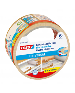 Nastro biadesivo universale bianco è ideale per il fi ssaggio permanente di numerosi materiali e per la decorazione. Taglio con le mani facilitato, forte adesività, resistente al calore, con supporto filmico estremamente sottile. Tenuta sicura anche su su