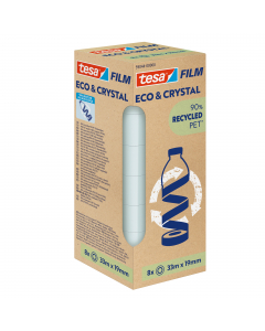 Tesafilm® realizzato da bottiglie in PET riciclate - Nastro trasparente con forte legame. Perfetto per incollare, imballare, fissare, decorare e riparare. Anche il nucleo del rotolo è realizzato al 100% in plastica riciclata.
Un contributo sostenibile: Il