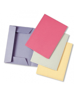 Cartelline a tre lembi in cartoncino ecologico riciclato al 100% da 190 g/mq. Stampa sul fronte. Formato 33,5x24,5 cm. Confezioni da 50 cartelline.