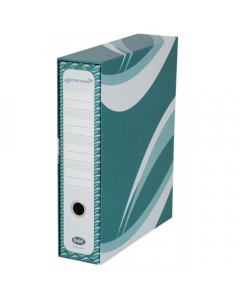 Registratori con custodia realizzati in robusto cartone rivestito con carta stampata. Protocollo formato utile  	32x23 cm dorso 8cm. Colore verde.