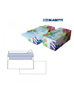Box dispenser 150 buste bianche 110x230mm 90gr s/finestra con strip Blasetti.