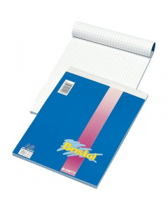 Blocco pratico e funzionale, con punto metallico in testa, microperforazione del foglio per facilitare il distacco, carta bianca da 50-55gr/mq, copertina patinata. Blocco da 60 fogli formato 15x21cm. Quadretti da 5mm.